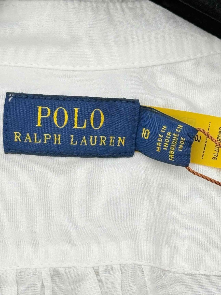 Pre - loved POLO RALPH LAUREN White Frilled Trim Size US 8 Shirt at Reems Closet