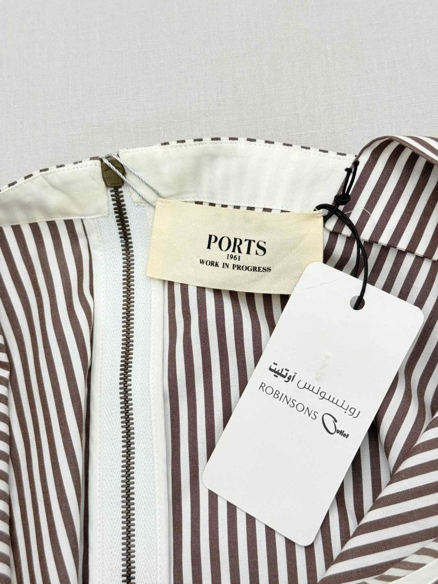 Pre-loved PORTS 1961 Brown & White Striped Size US 8 Short Dress at Reems Closet