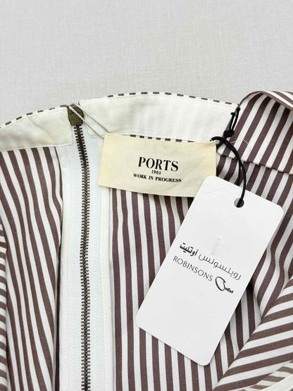 Pre-loved PORTS 1961 Brown & White Striped Size US 8 Short Dress at Reems Closet