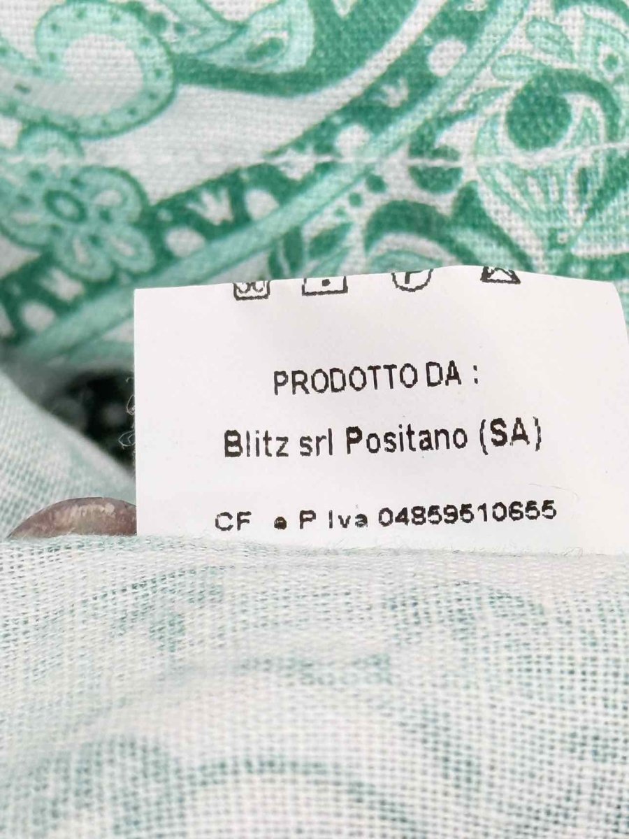 Pre - loved POSITANO COUTURE White & Green Size Medium Midi Dress at Reems Closet