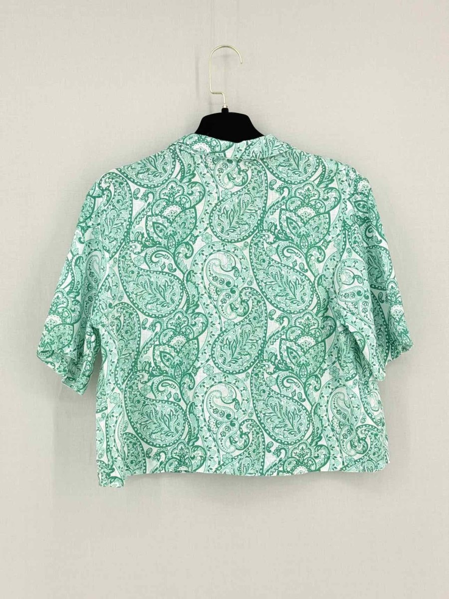 Pre - loved POSITANO COUTURE White & Green Size Medium Midi Dress at Reems Closet