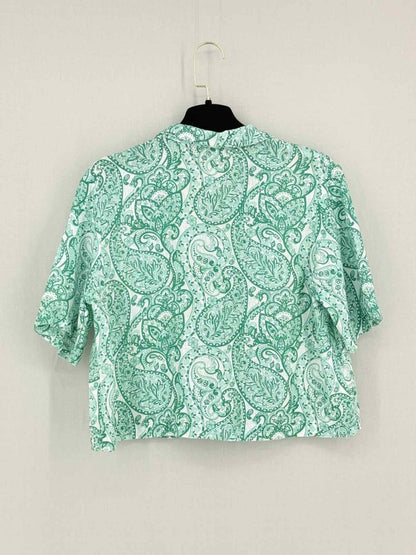Pre - loved POSITANO COUTURE White & Green Size Medium Midi Dress at Reems Closet