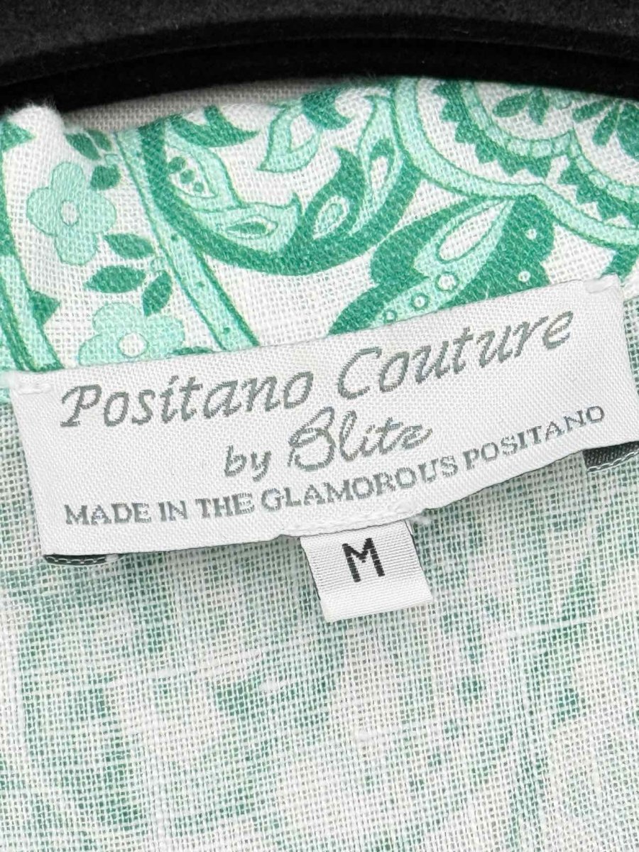 Pre - loved POSITANO COUTURE White & Green Size Medium Midi Dress at Reems Closet