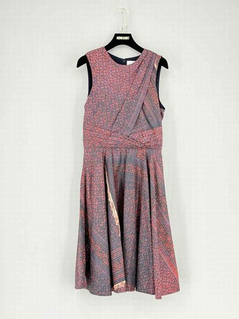 Pre - loved PRABAL GURUNG Blue & Red Size US 6 Knee Length Dress at Reems Closet