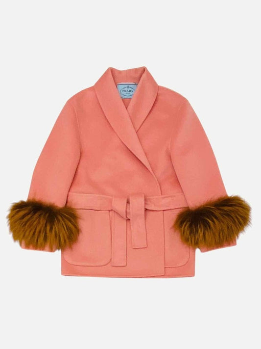 Pre - loved PRADA Belted Pink Coat at Reems Closet