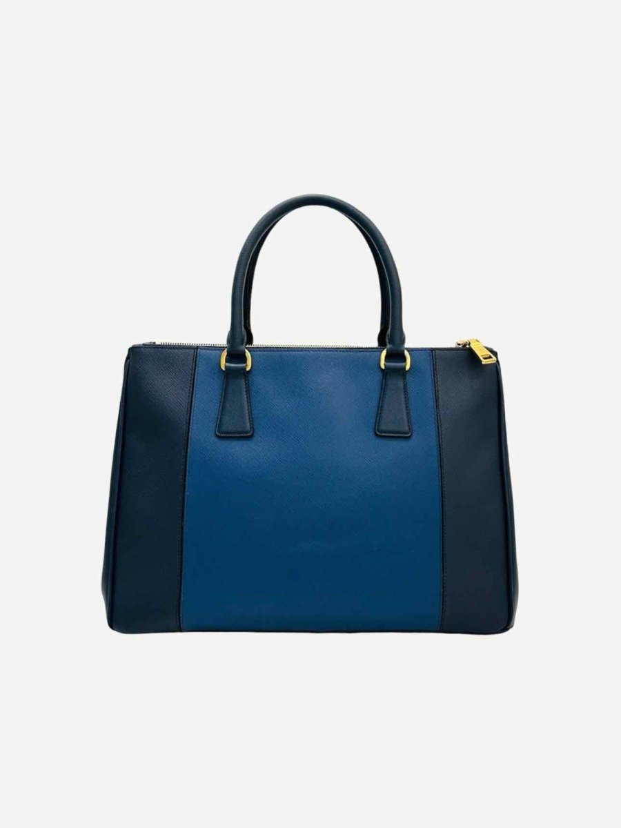 Pre - loved PRADA Bicolor Lux Galleria Navy Blue Top Handle at Reems Closet