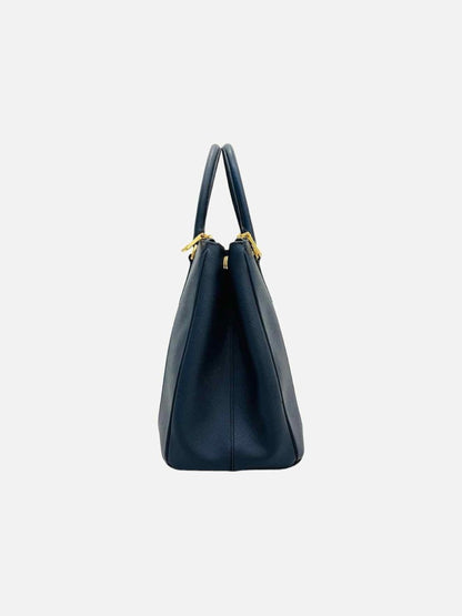 Pre - loved PRADA Bicolor Lux Galleria Navy Blue Top Handle at Reems Closet