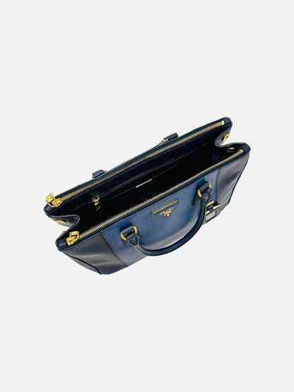 Pre - loved PRADA Bicolor Lux Galleria Navy Blue Top Handle at Reems Closet