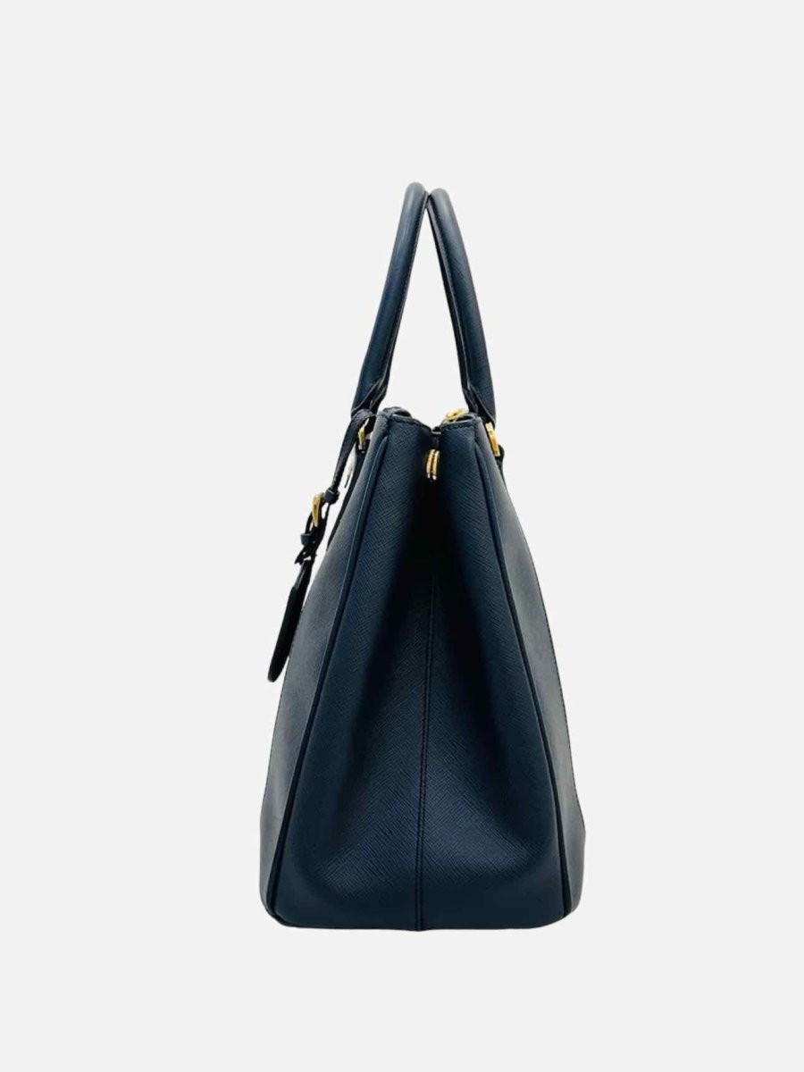 Pre - loved PRADA Bicolor Lux Galleria Navy Blue Top Handle at Reems Closet