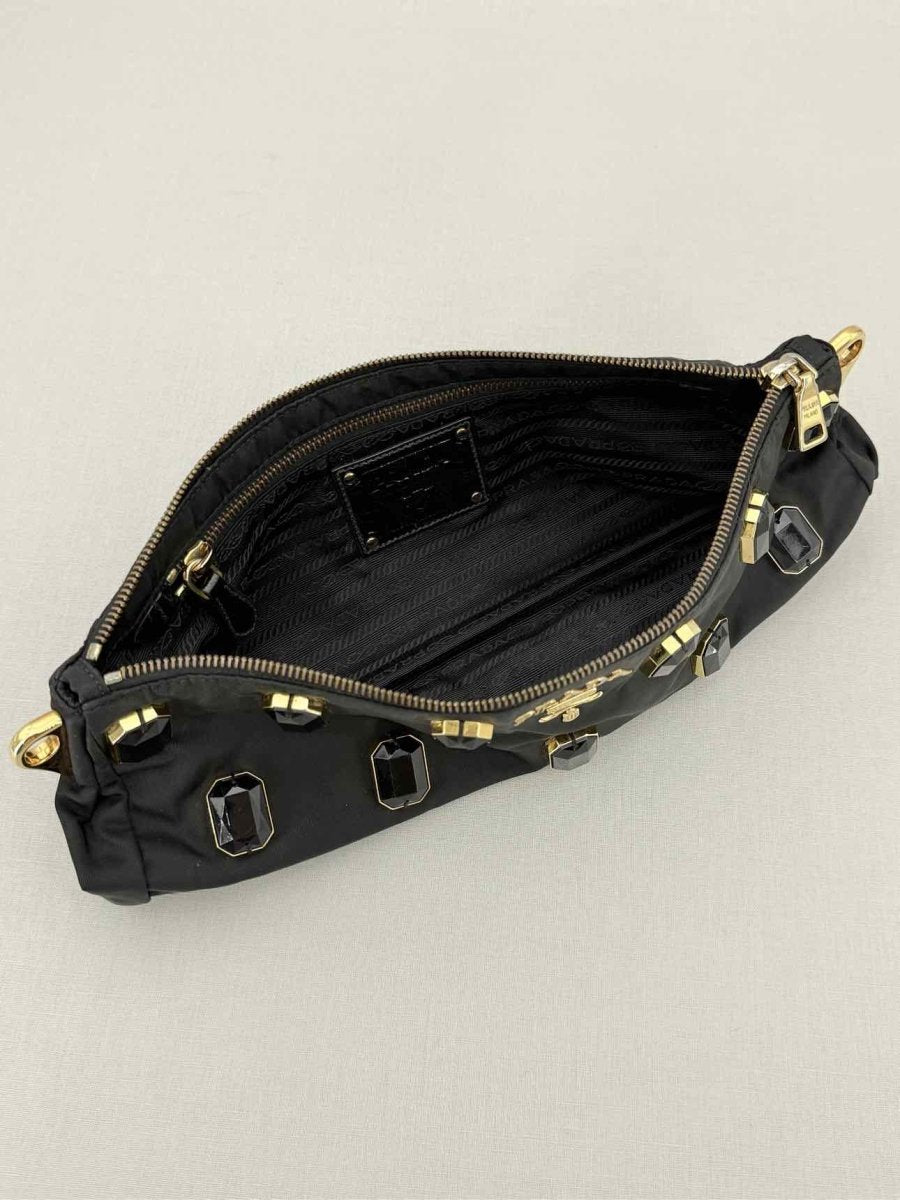 Pre - loved PRADA Black Clutch at Reems Closet