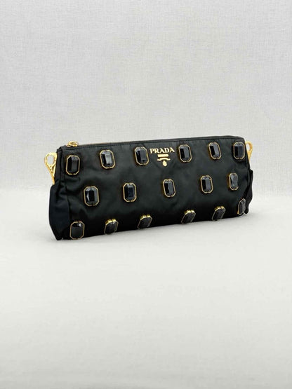 Pre - loved PRADA Black Clutch at Reems Closet