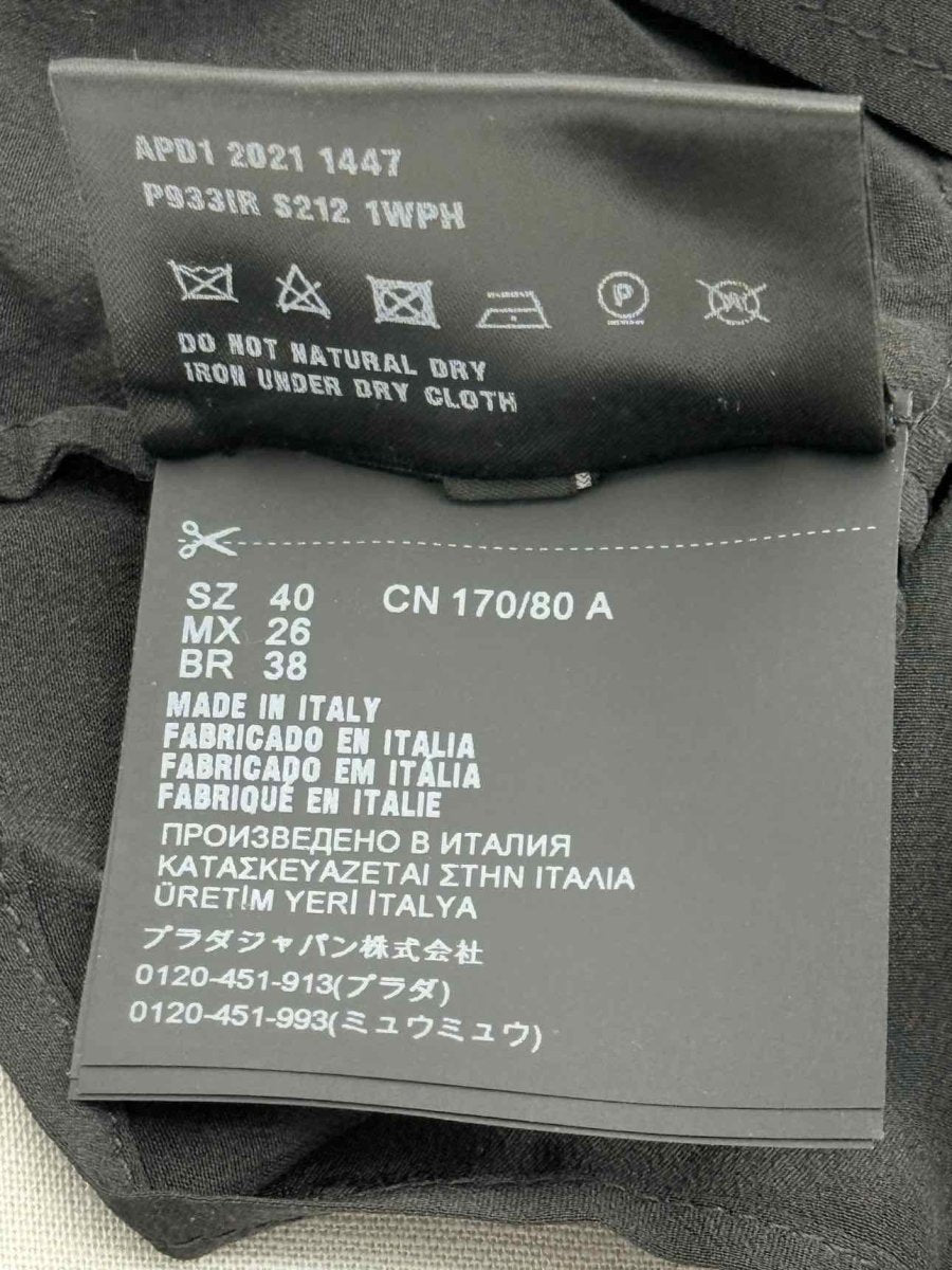 Pre - loved PRADA Black & Silver Logo Plaque Size US 4 Top at Reems Closet