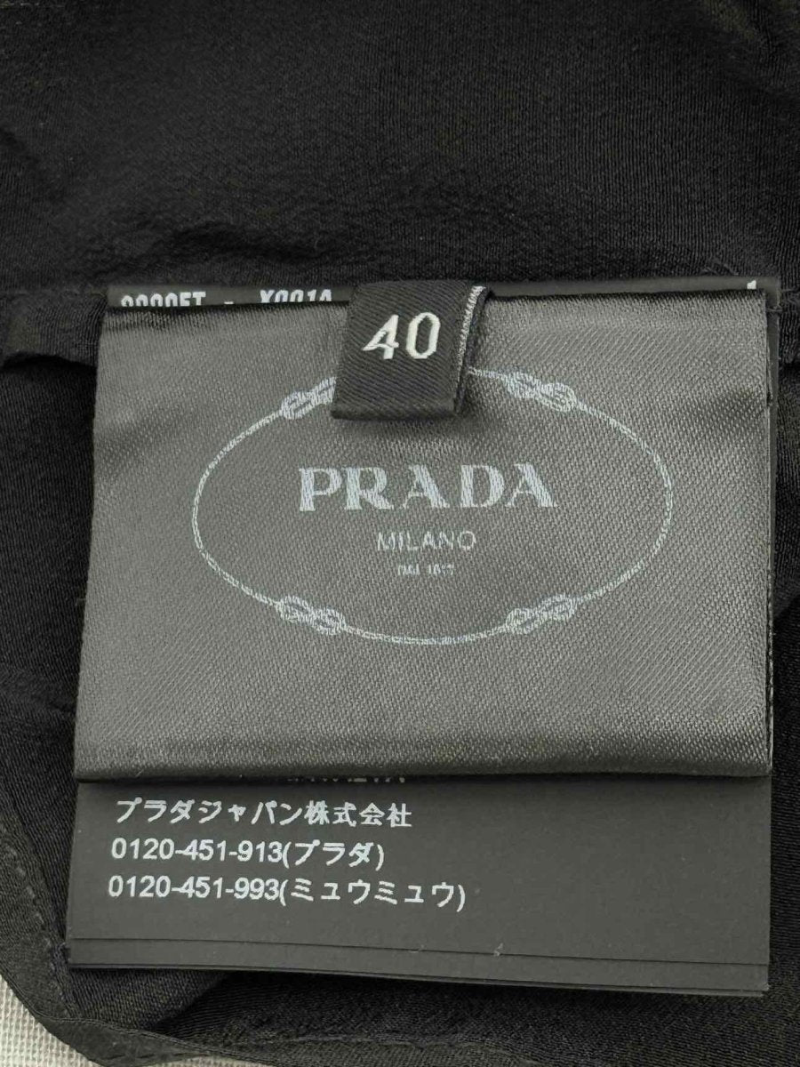 Pre - loved PRADA Black & Silver Logo Plaque Size US 4 Top at Reems Closet