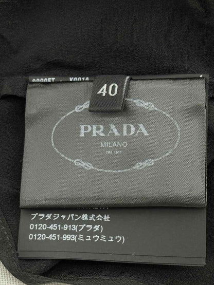 Pre - loved PRADA Black & Silver Logo Plaque Size US 4 Top at Reems Closet