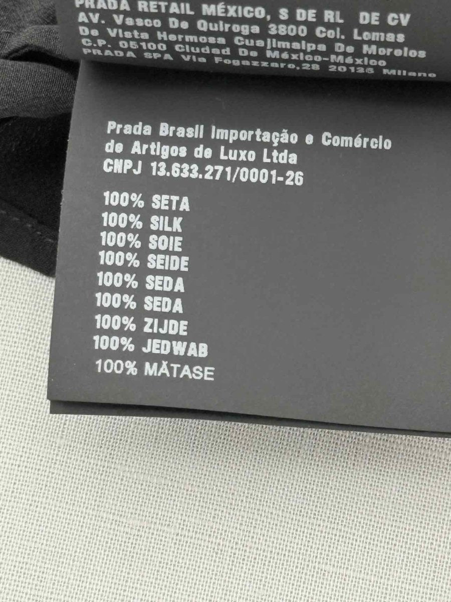 Pre - loved PRADA Black & Silver Logo Plaque Size US 4 Top at Reems Closet