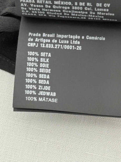 Pre - loved PRADA Black & Silver Logo Plaque Size US 4 Top at Reems Closet