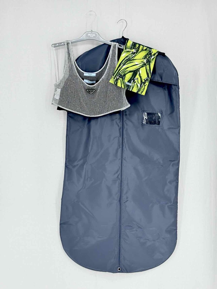 Pre - loved PRADA Black & Silver Logo Plaque Size US 4 Top at Reems Closet