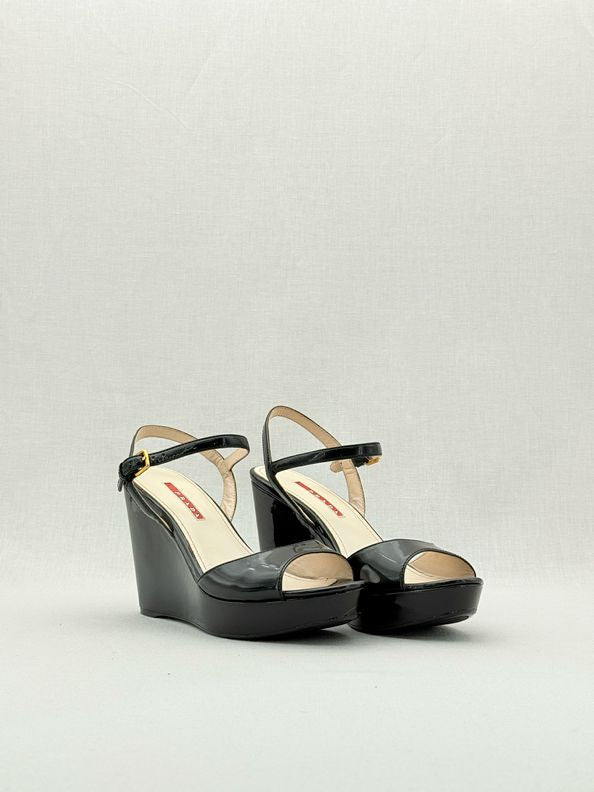 Pre - loved PRADA Black Size EU 37 Wedges at Reems Closet