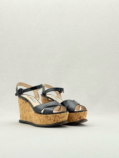 Pre - loved PRADA Black Size EU 37.5 Wedges at Reems Closet