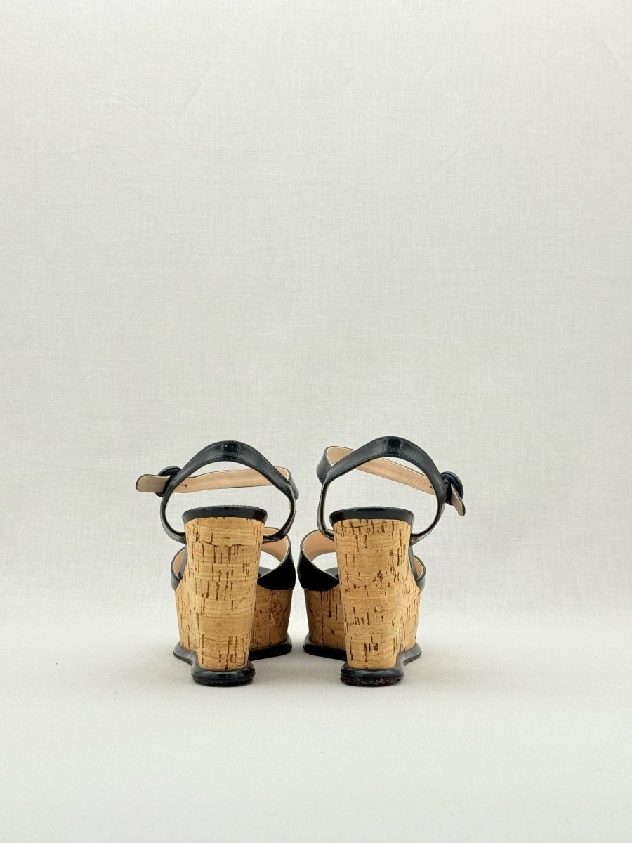 Pre - loved PRADA Black Size EU 37.5 Wedges at Reems Closet