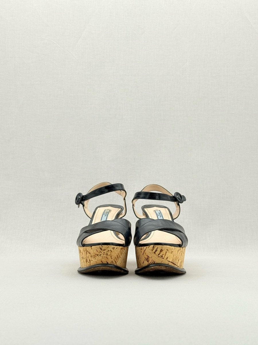 Pre - loved PRADA Black Size EU 37.5 Wedges at Reems Closet