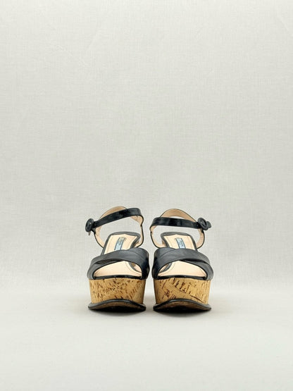 Pre - loved PRADA Black Size EU 37.5 Wedges at Reems Closet