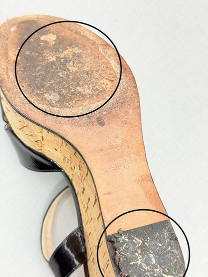 Pre - loved PRADA Black Size EU 37.5 Wedges at Reems Closet