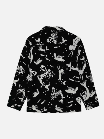 Pre - loved PRADA Black & White Mermaid Print Shirt at Reems Closet