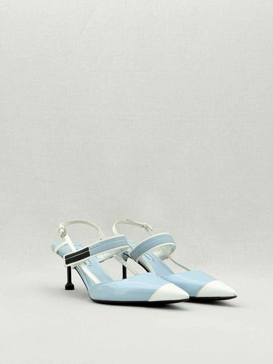 Pre - loved PRADA Blue & White Size EU 38 Pumps at Reems Closet