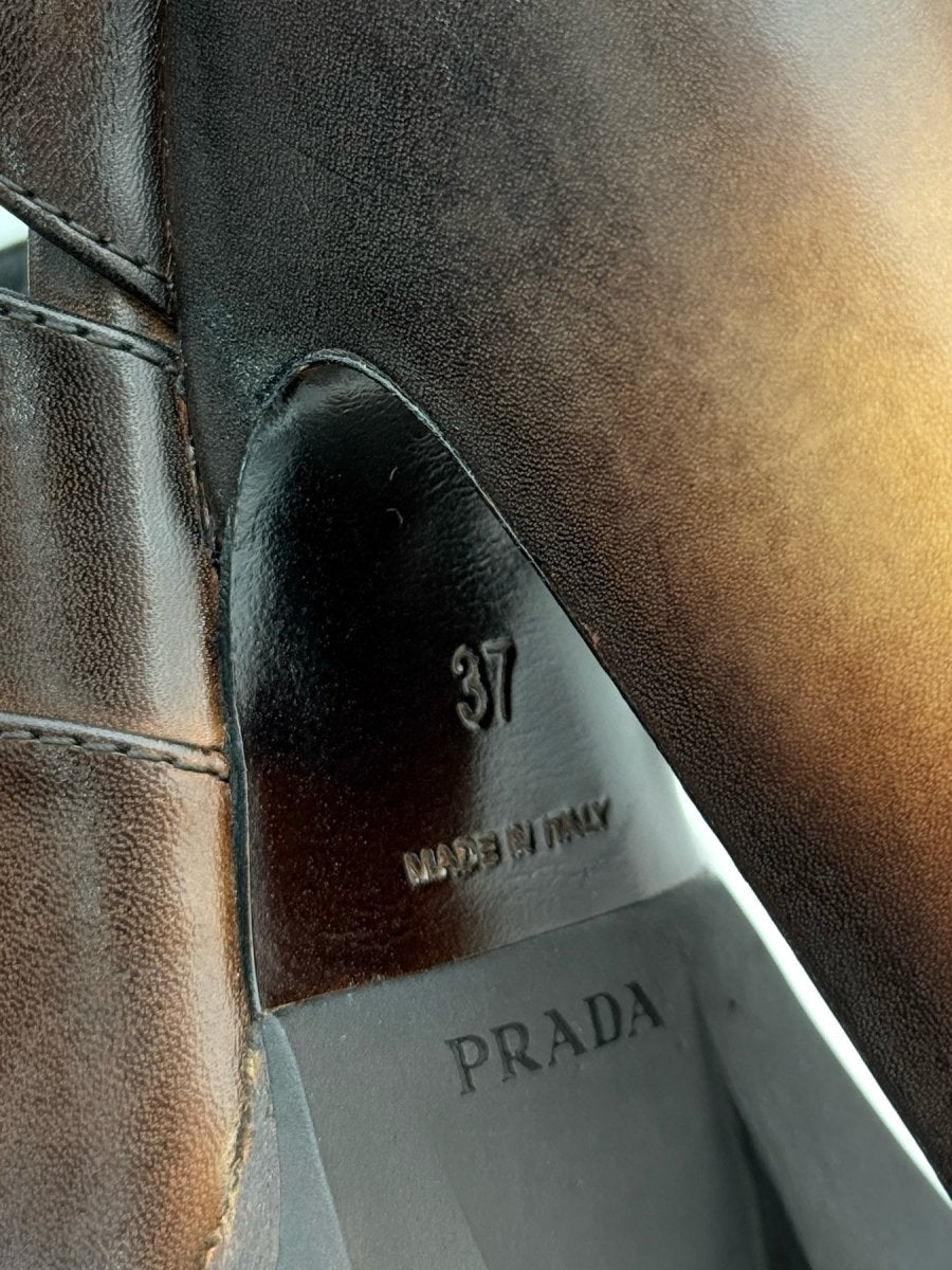 Pre - loved PRADA Brown Size EU 37 Heeled Sandals at Reems Closet