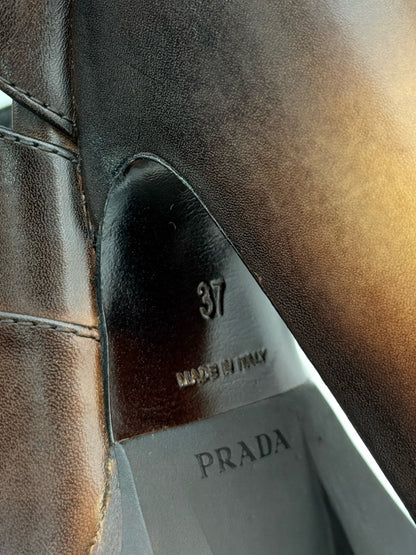 Pre - loved PRADA Brown Size EU 37 Heeled Sandals at Reems Closet
