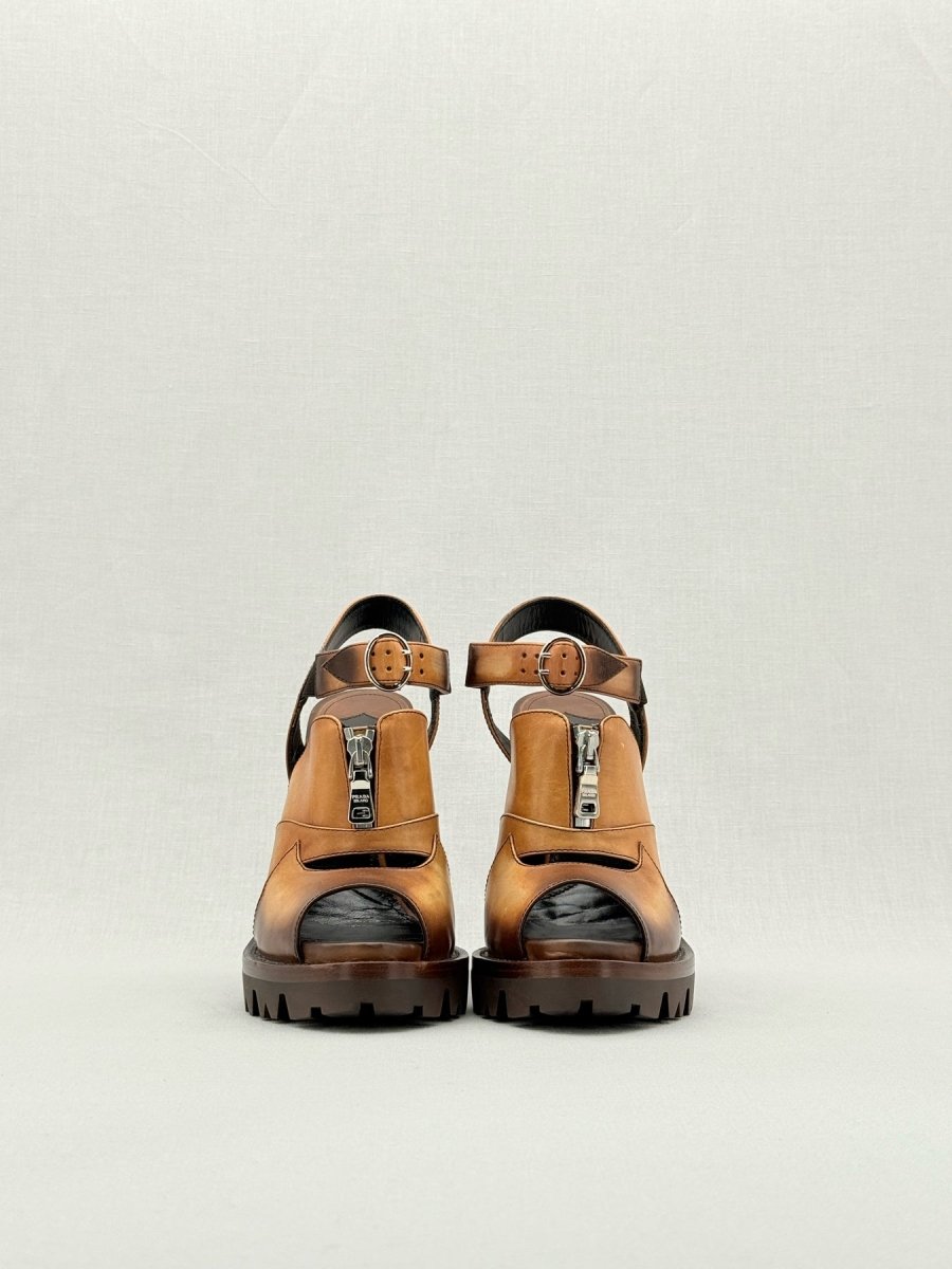 Pre - loved PRADA Brown Size EU 37 Heeled Sandals at Reems Closet