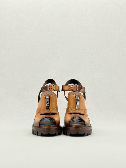 Pre - loved PRADA Brown Size EU 37 Heeled Sandals at Reems Closet