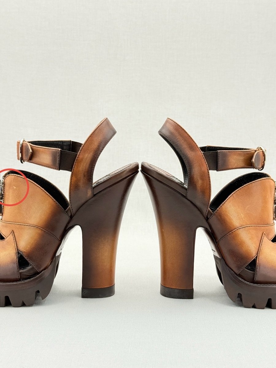 Pre - loved PRADA Brown Size EU 37 Heeled Sandals at Reems Closet