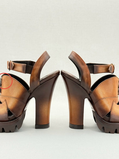 Pre - loved PRADA Brown Size EU 37 Heeled Sandals at Reems Closet