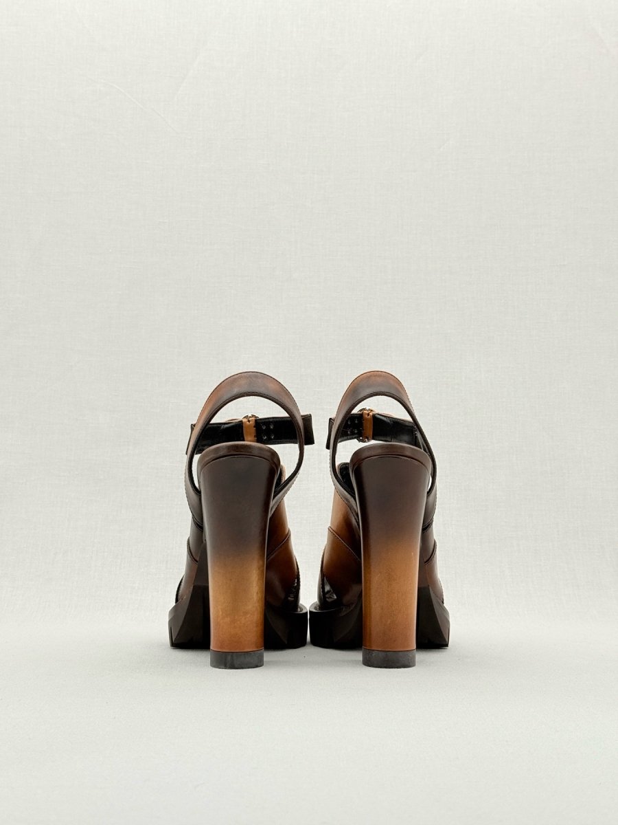 Pre - loved PRADA Brown Size EU 37 Heeled Sandals at Reems Closet