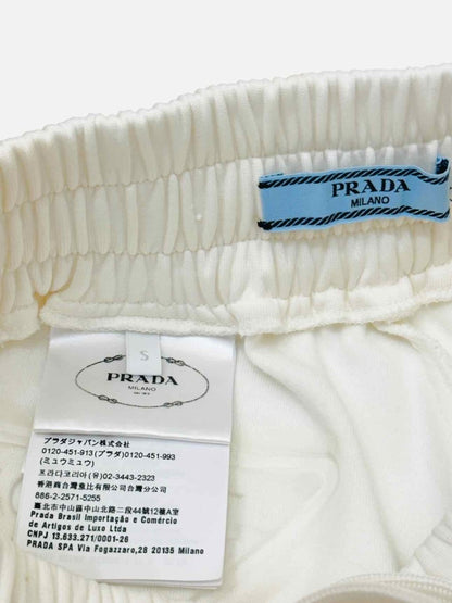 Pre - loved PRADA Cropped White Logo Top & Shorts Outfit at Reems Closet