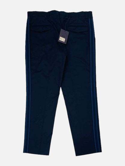 Pre - loved PRADA Double Stripes Navy Blue Trouser at Reems Closet