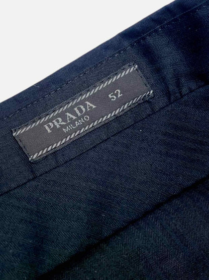 Pre - loved PRADA Double Stripes Navy Blue Trouser at Reems Closet