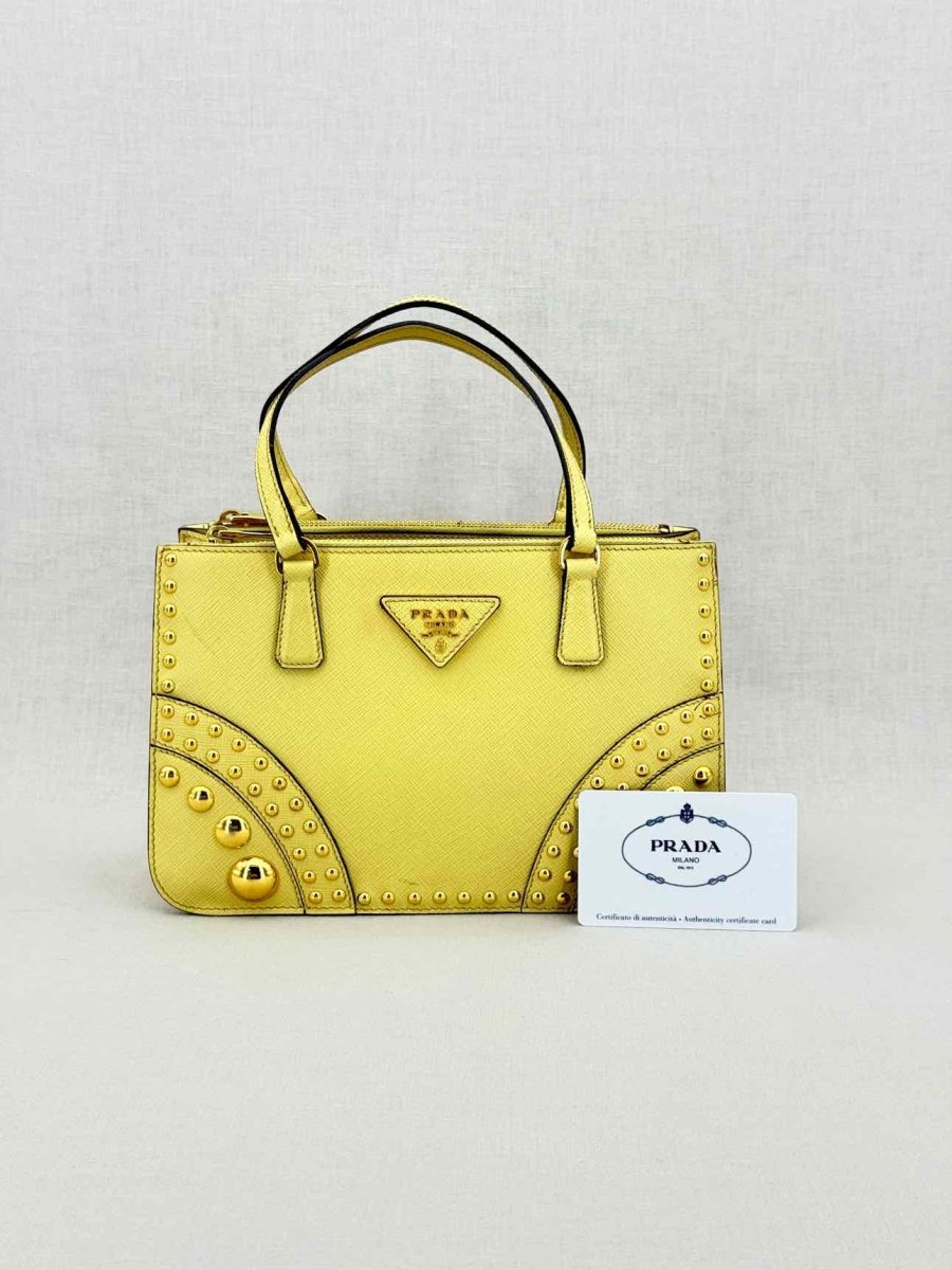 Pre-loved PRADA Double Zip Yellow Tote Bag at Reems Closet