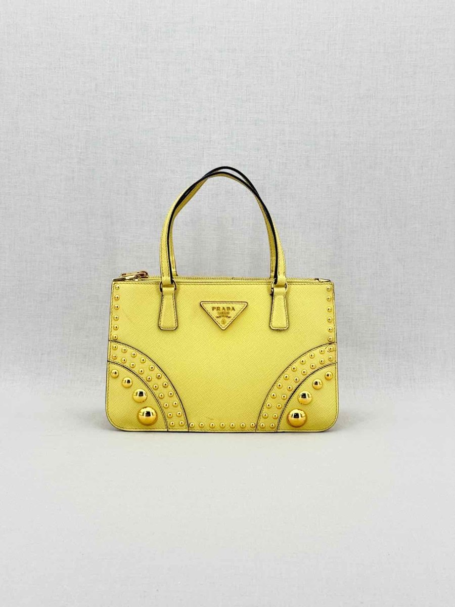 Pre-loved PRADA Double Zip Yellow Tote Bag at Reems Closet