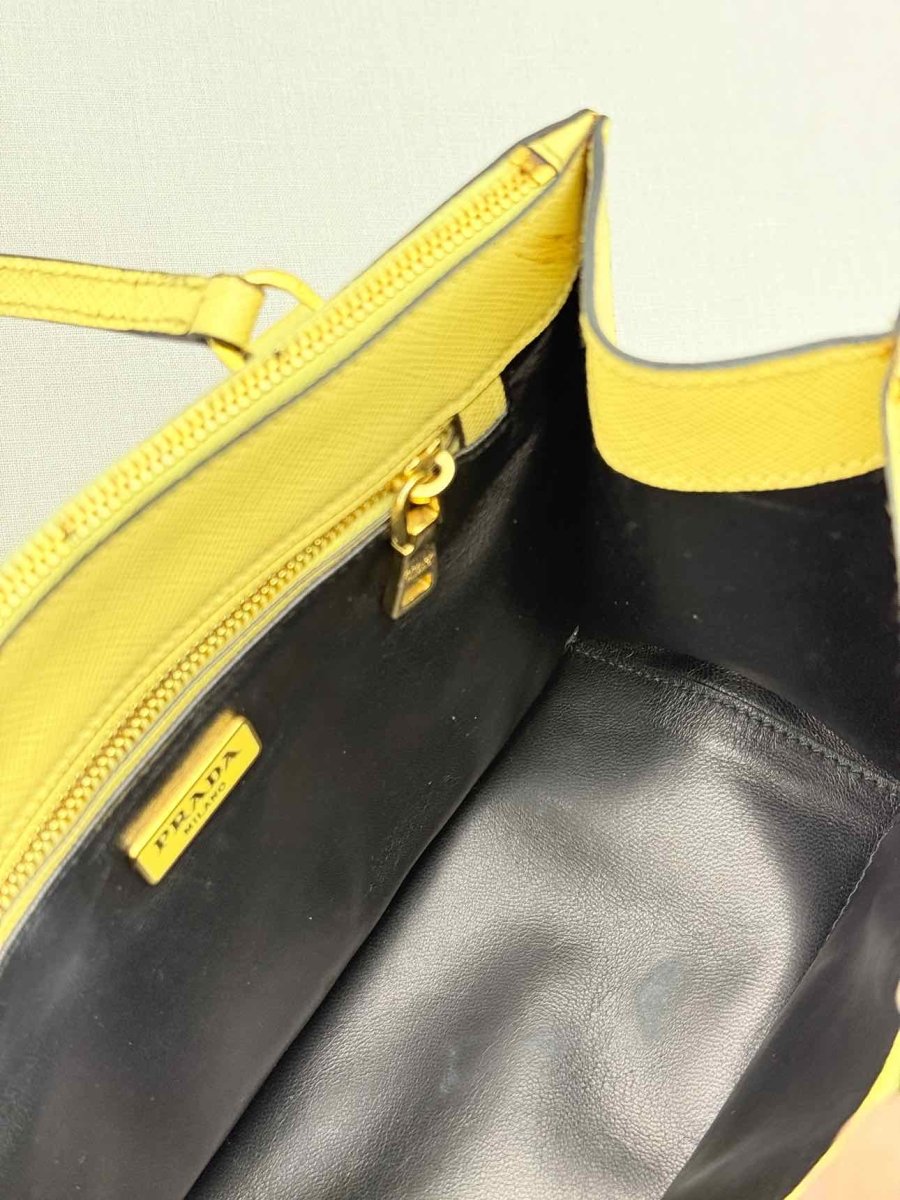 Pre-loved PRADA Double Zip Yellow Tote Bag at Reems Closet