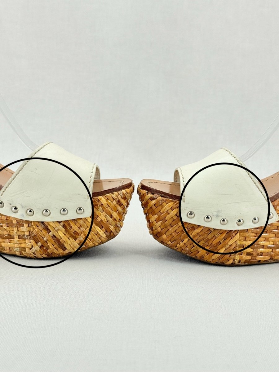 Pre - loved PRADA Espadrille White Size EU 38.5 Wedges at Reems Closet