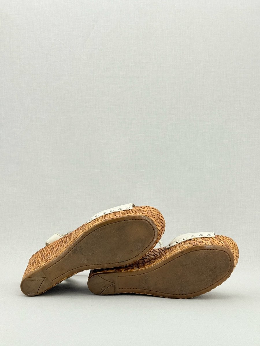 Pre - loved PRADA Espadrille White Size EU 38.5 Wedges at Reems Closet