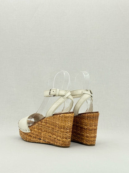 Pre - loved PRADA Espadrille White Size EU 38.5 Wedges at Reems Closet
