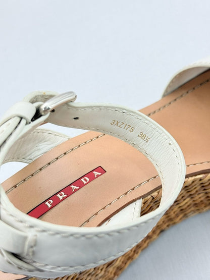 Pre - loved PRADA Espadrille White Size EU 38.5 Wedges at Reems Closet