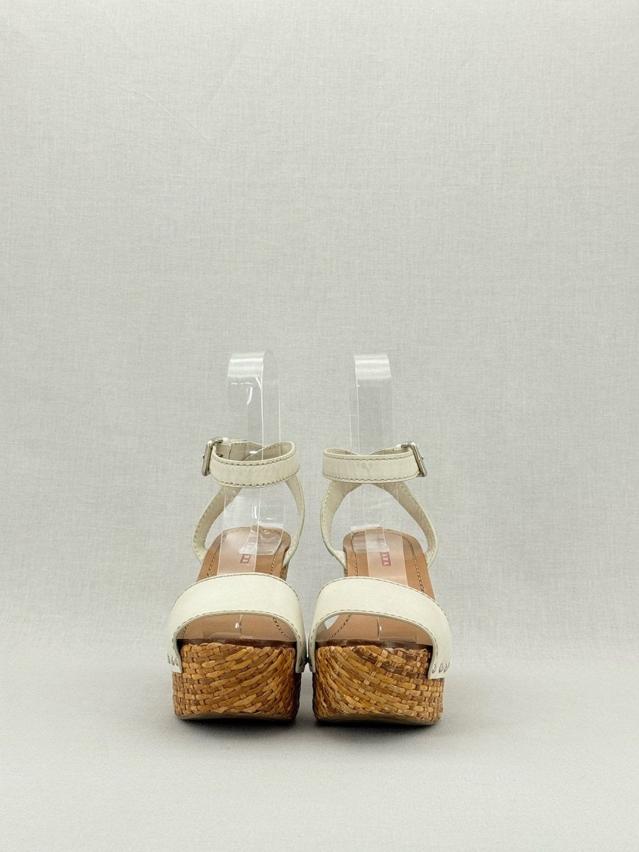 Pre - loved PRADA Espadrille White Size EU 38.5 Wedges at Reems Closet