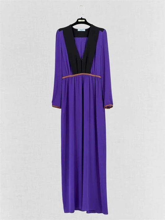 Pre-loved PRADA Fall 2014 Purple & Black Size US 4 Long Dress at Reems Closet