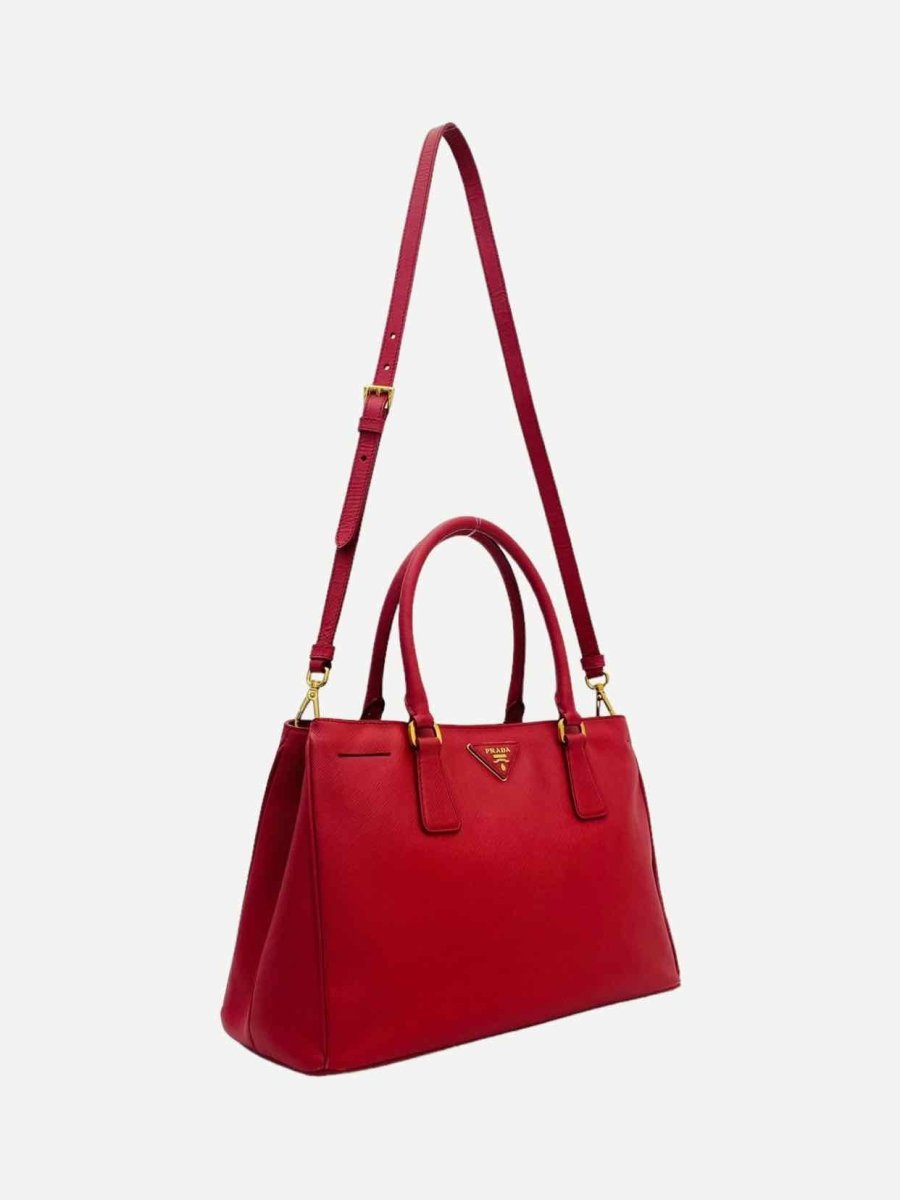 Pre - loved PRADA Galleria Red Top Handle at Reems Closet