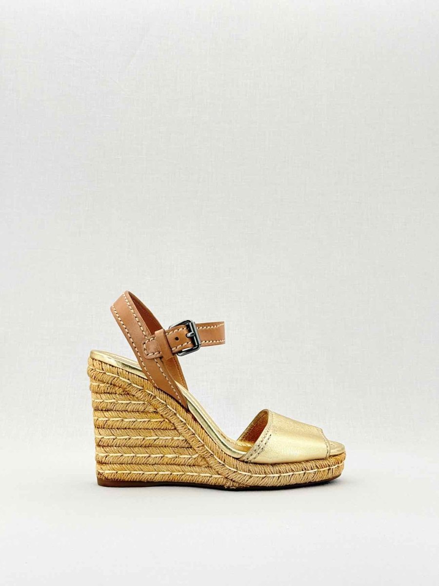 Pre - loved PRADA Gold Size EU 40 Wedges at Reems Closet